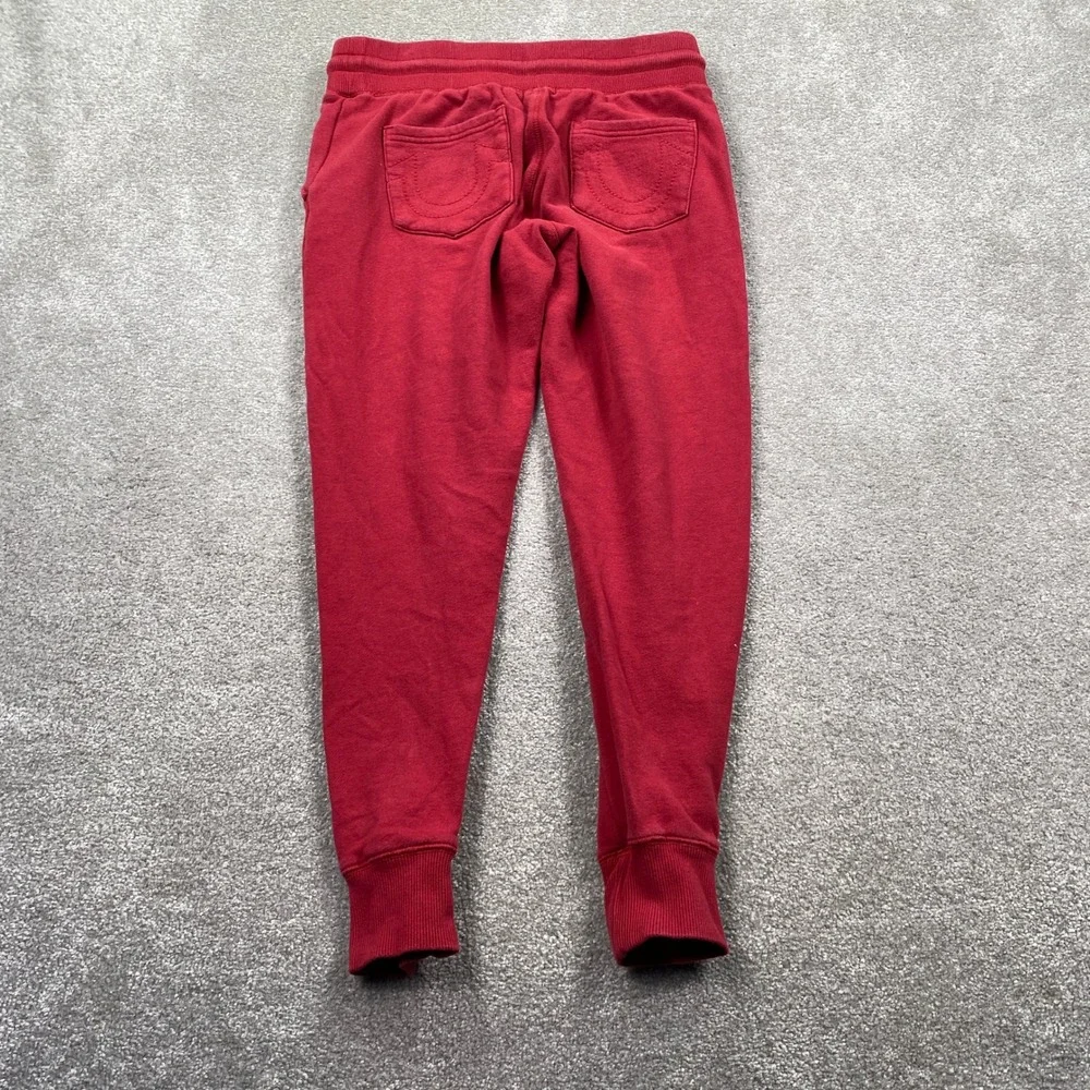 True Religion Mens Red Horseshoe Logo Fleece‎ Jogger Sweatpants Size S Small